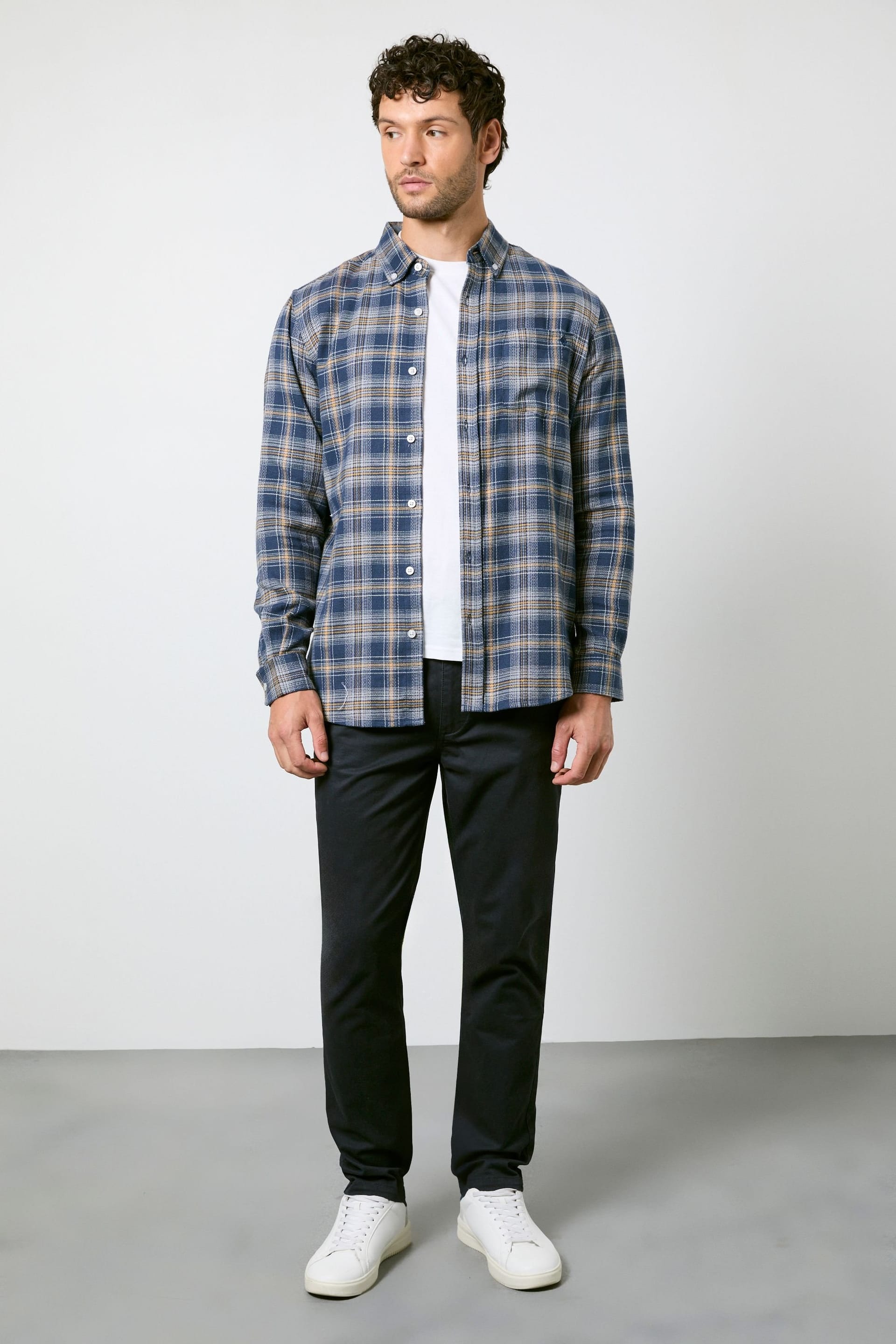 Maine Maine Men's Navy Check Long Sleeve Shirt - 4