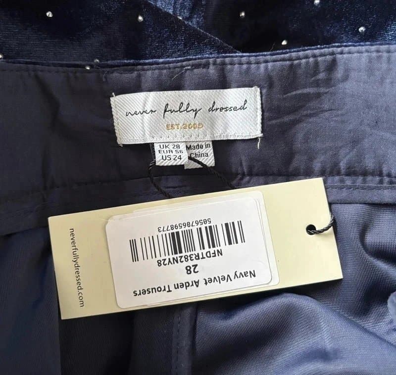 Never Fully Dressed Never fully dressed navy blue sparkle glitter velvet trousers 28 new