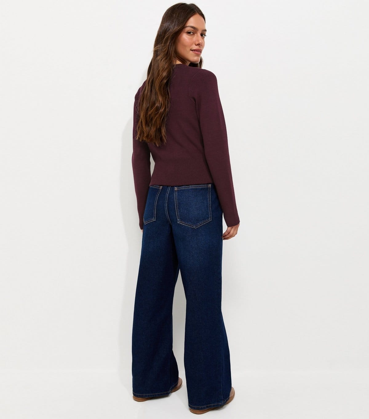 New Look Women's Petite Bright Purple Compact Knit Crew Neck Cardigan New Look - 4