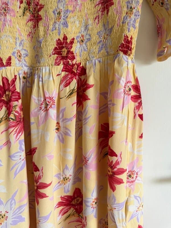 Topshop Topshop Yellow Floral Shirred Mini Dress – UK 10