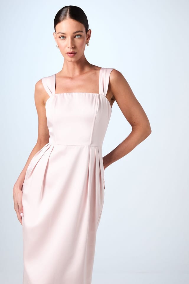 Coast Coast Women's Corset Satin Column Midi Bridesmaid Dress in Blush - 2