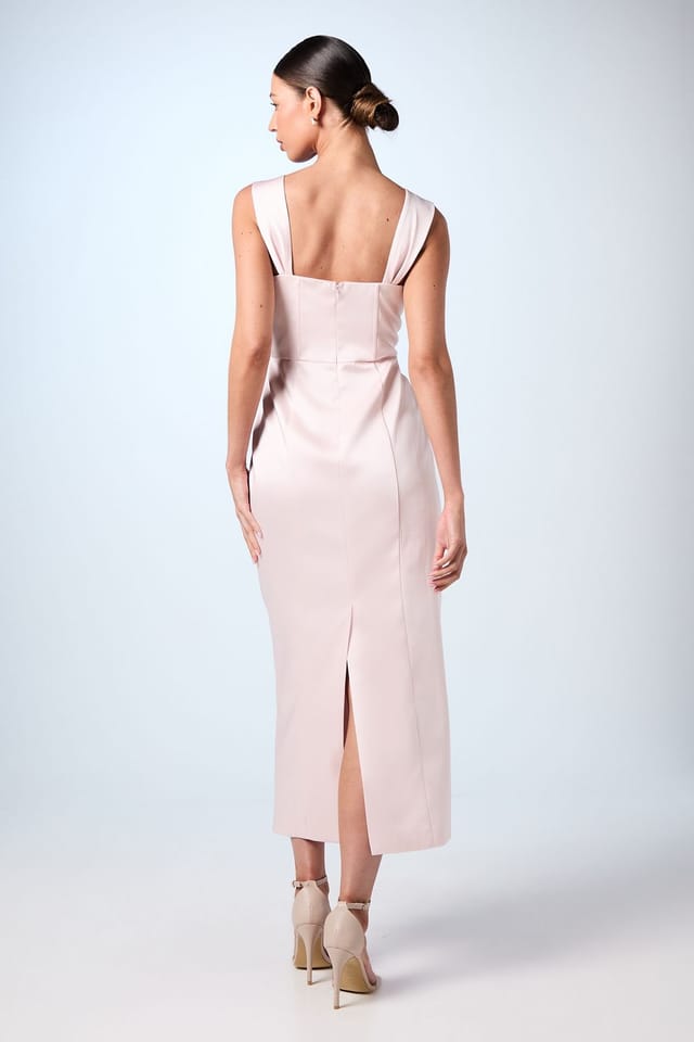 Coast Coast Women's Corset Satin Column Midi Bridesmaid Dress in Blush - 3