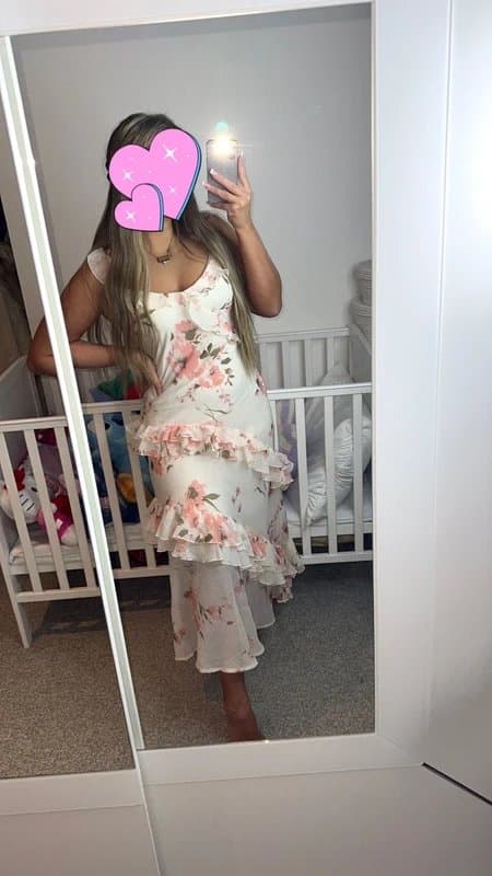 New Look Cream vintage floral print chiffon maxi dress