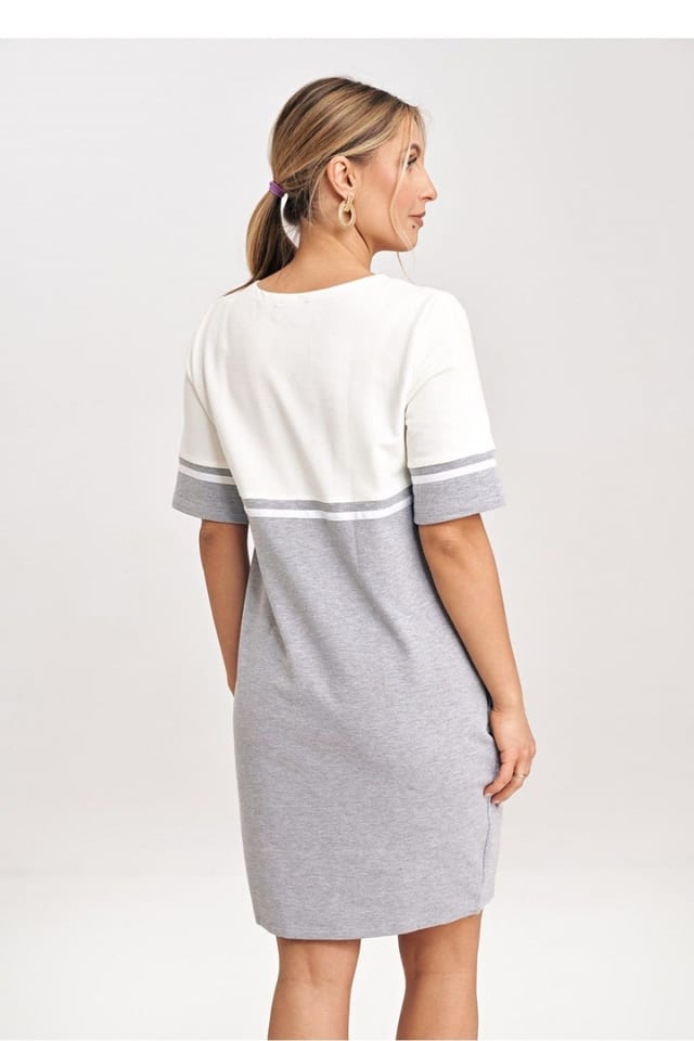 Love Lace Love Lace Women's Two Tone Cotton Mini Dress with Pockets in Grey - 3