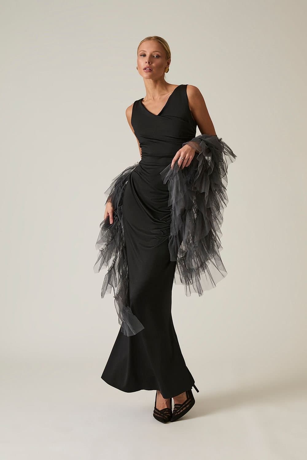 James Lakeland James Lakeland Women's Black Sleeveless Gathered Maxi Dress