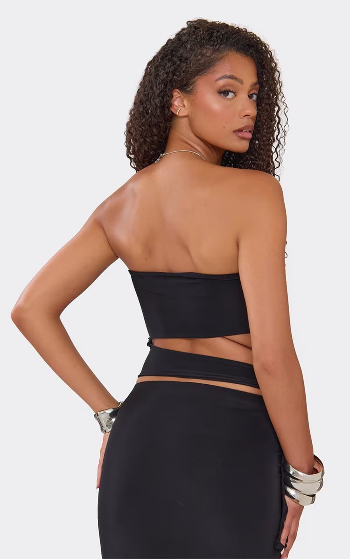 EGO EGO Black Bandeau Cut Out Crop Top