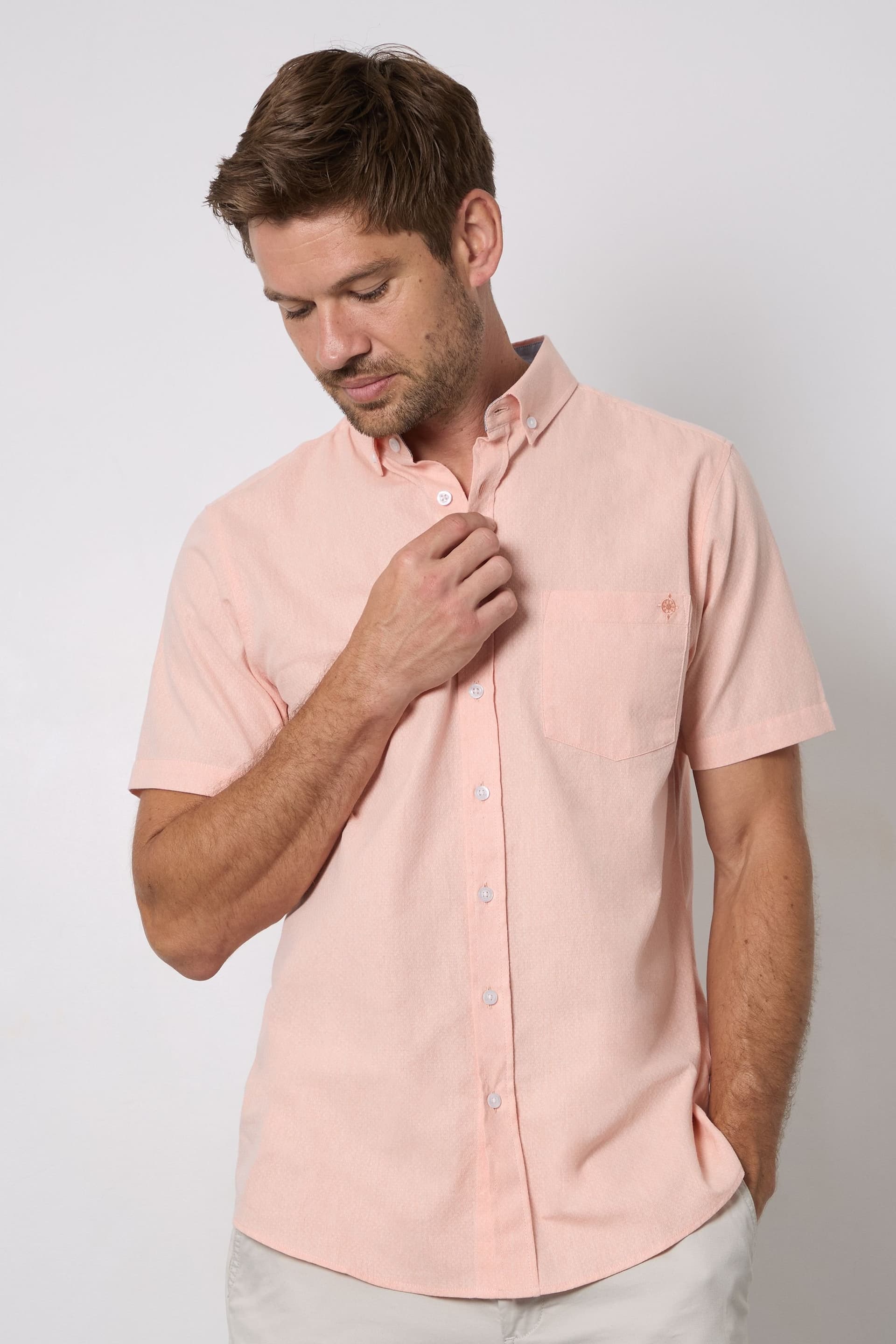 Maine Maine Men's Orange Textured Short Sleeve Shirt