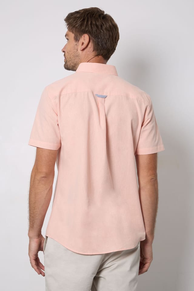Maine Maine Men's Orange Textured Short Sleeve Shirt - 3