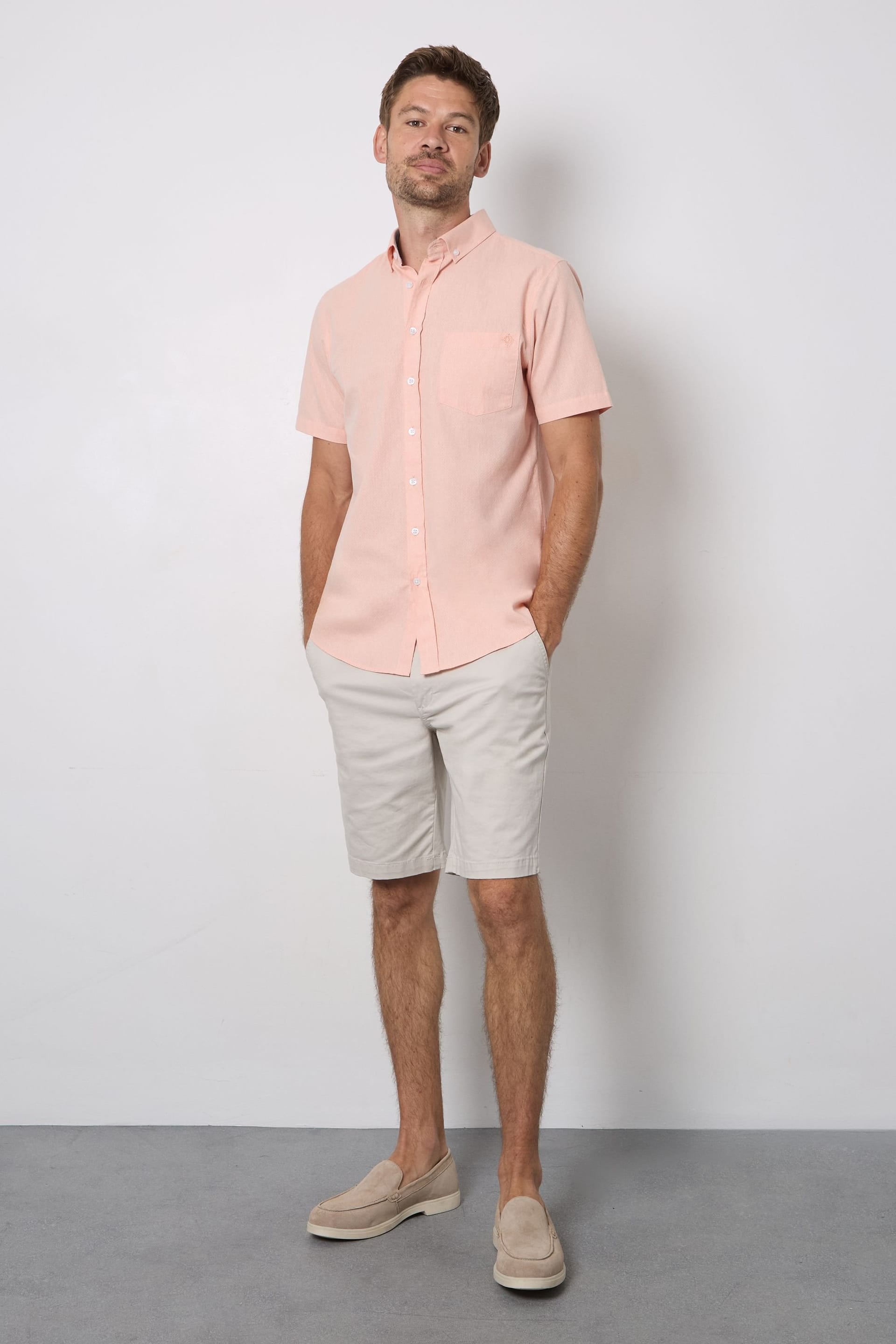 Maine Maine Men's Orange Textured Short Sleeve Shirt - 4