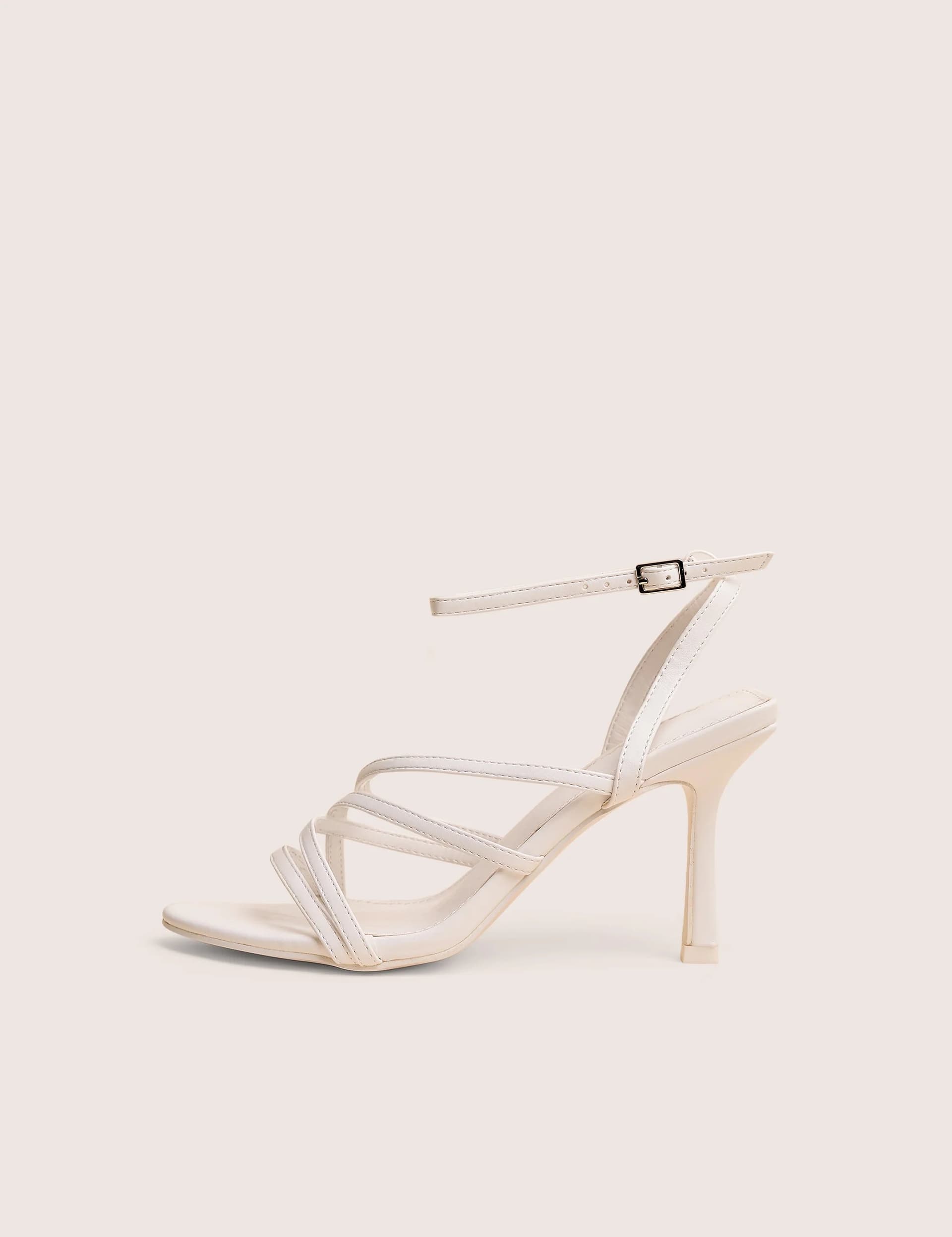 Public Desire Public Desire White Strappy Round Toe Mid Heels