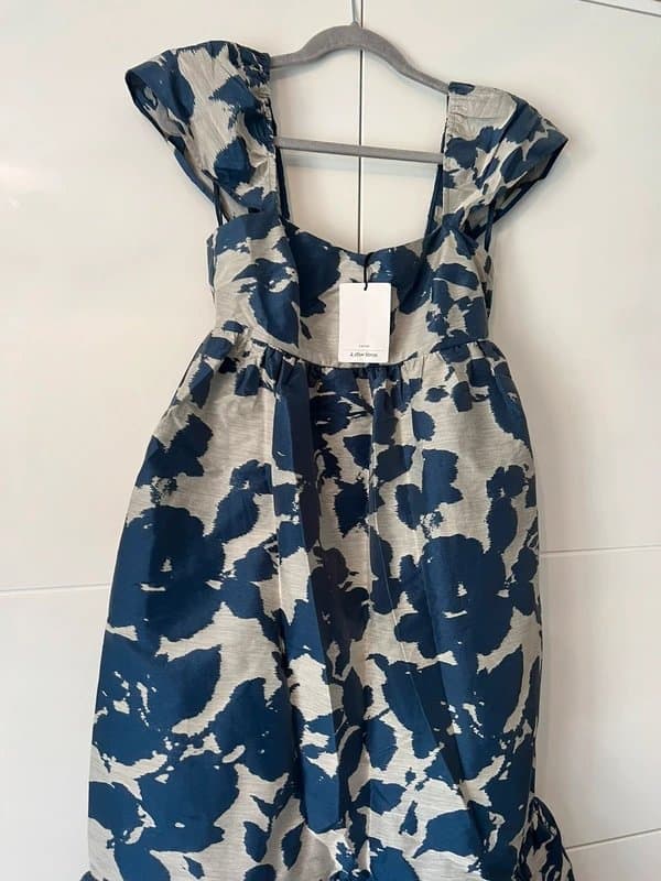 & Other Stories Cute & Other Stories cami strap midi dress in blue jacquard floral print with pockets