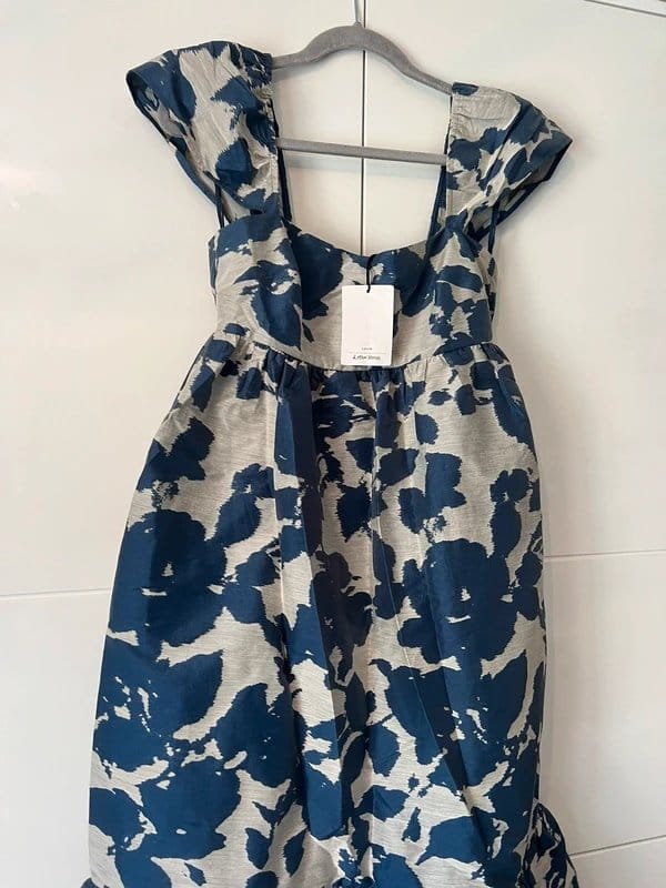 & Other Stories Blue Floral Midi Dress with Cami Straps