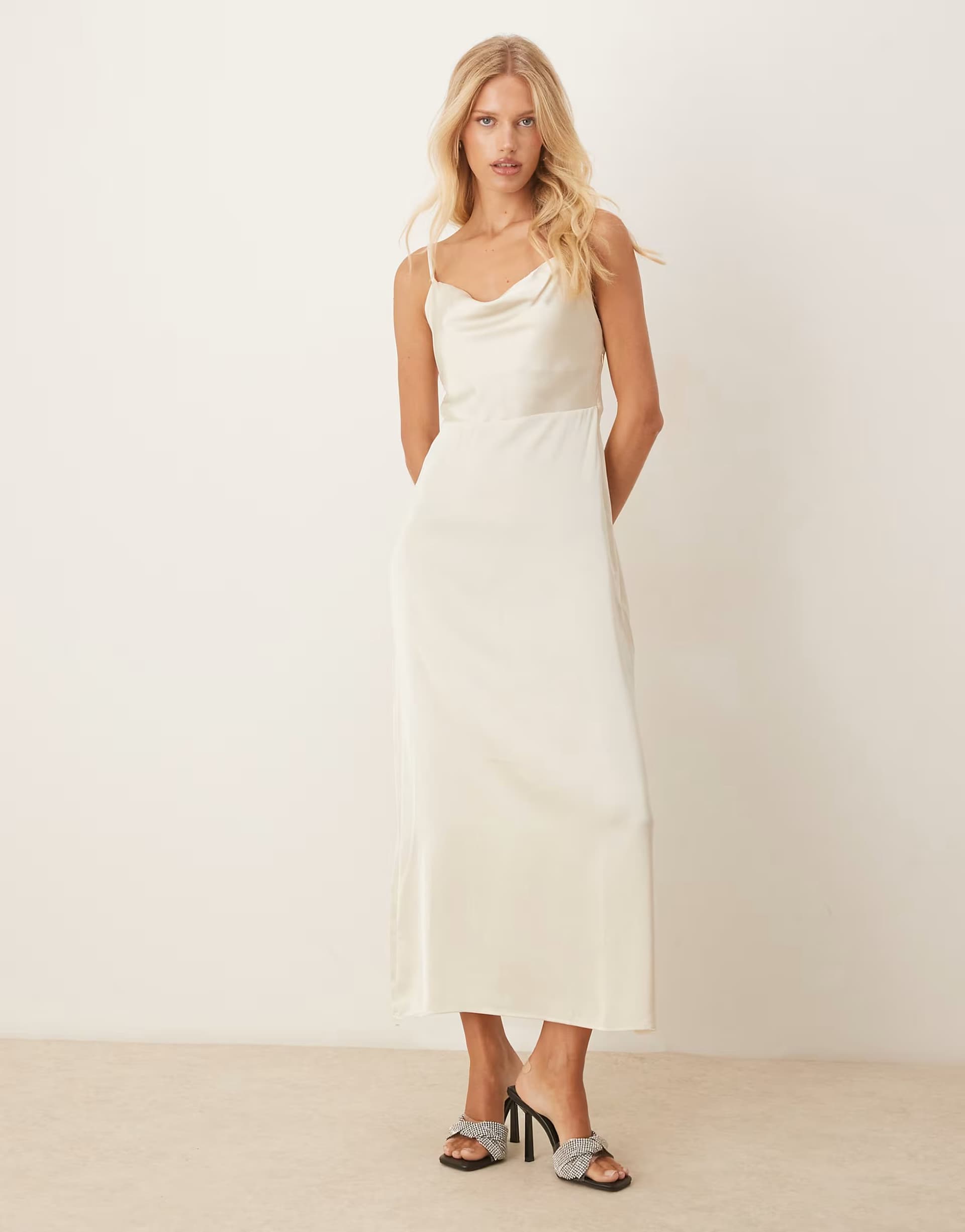 ASOS Vila satin cowl neck cami maxi dress in cream