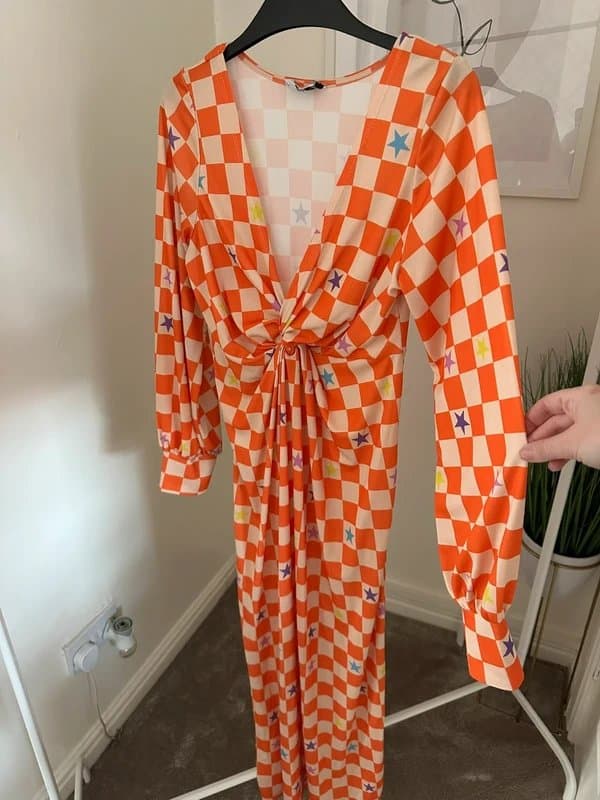 Never Fully Dressed Never Fully Dressed Checkerboard Multi Star Print Midi Dress size 8