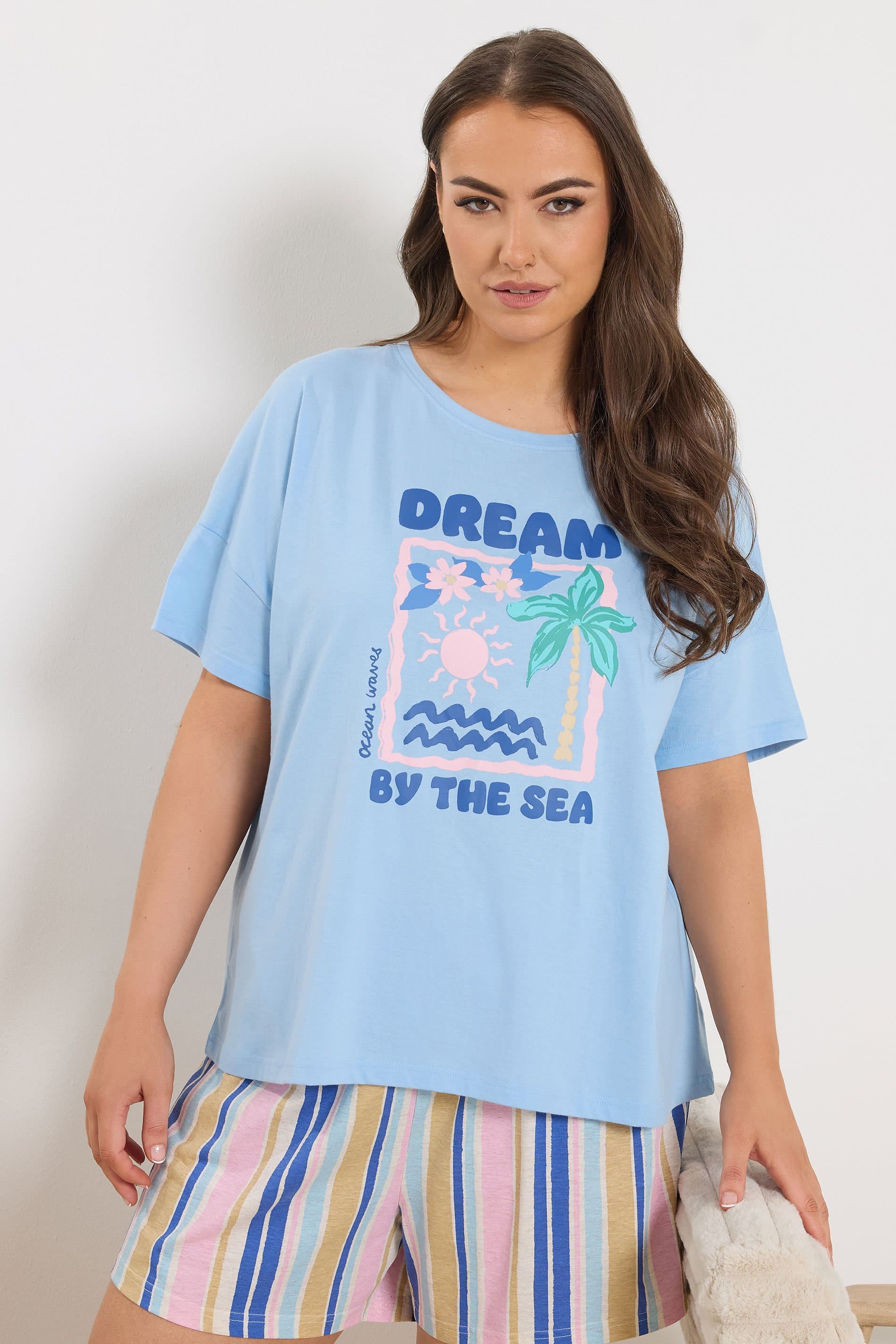Yours Plus Size Blue 'Dream By The Sea' Pyjama Top