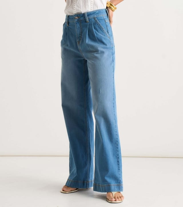 Gini London Women's Blue Pleated Leg Jeans Gini London New Look - 3