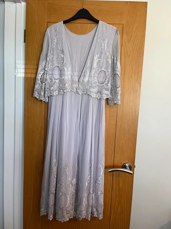 ASOS Pretty beaded embroidered ASOS purple midi dress