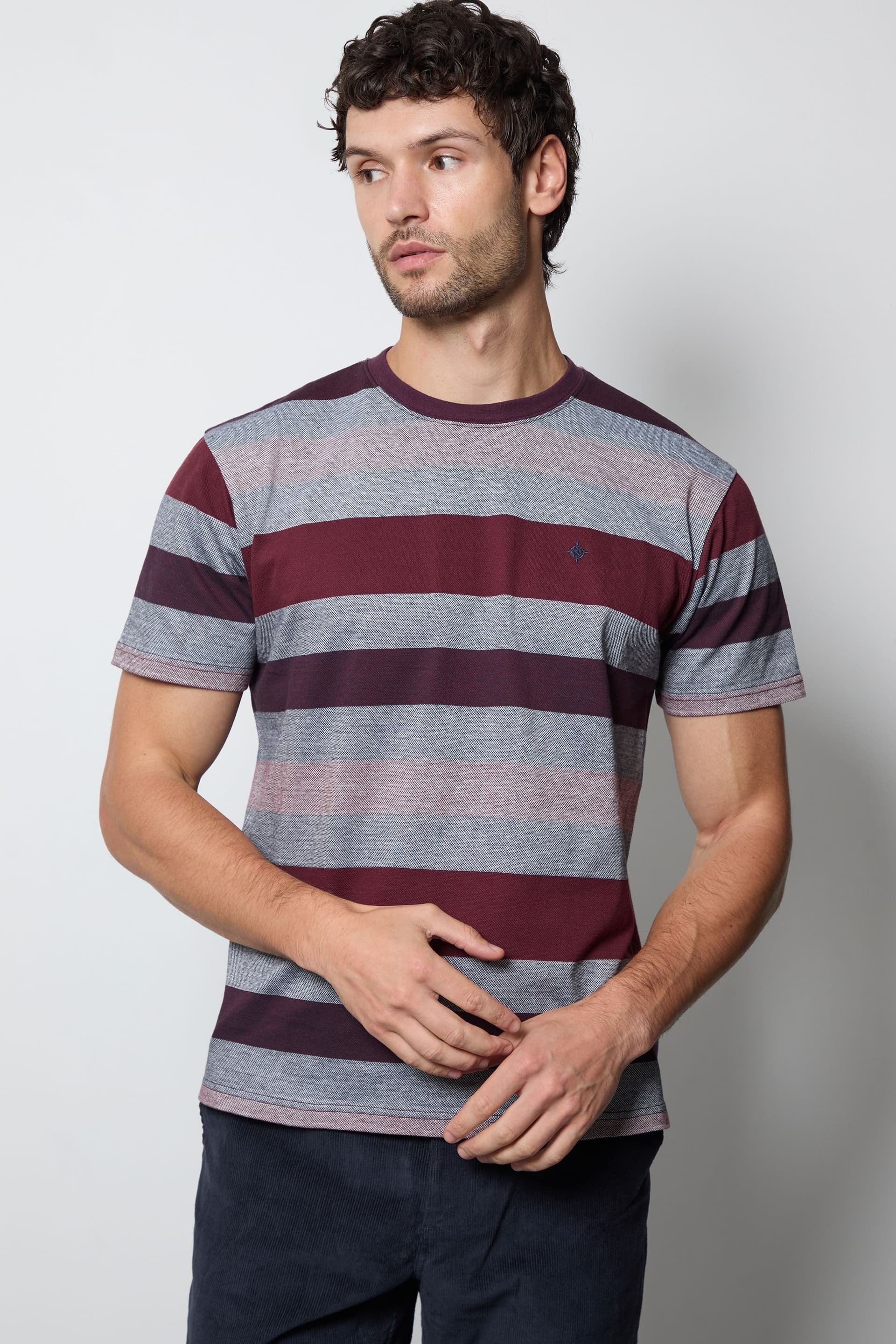 Maine Maine Men's Burgundy Barbados Stripe T-Shirt