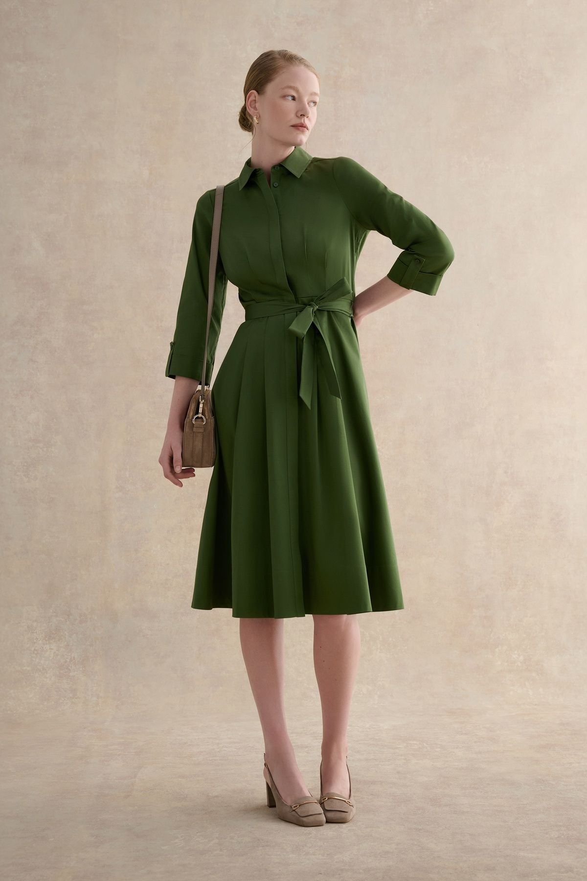 Hobbs London Hobbs London Women's Brigitta Midi Dress in Olive - 3