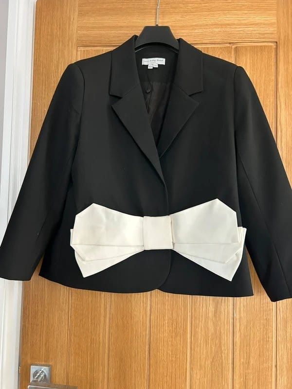 Never Fully Dressed Black & White Bow Blazer
