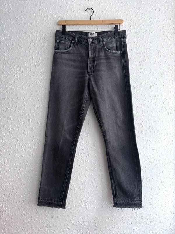 Agolde Women’s Agolde Black/Grey Distressed Straight Leg Jeans Size 26