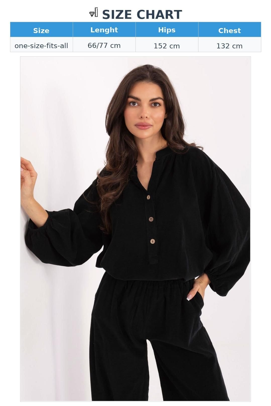 Love Lace Love Lace Women's Casual Heart Neck Puff Sleeve Shirt Blouse in Black - 4