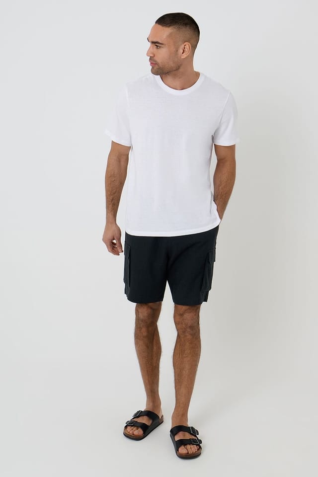 Threadbare Threadbare Men's Linen Blend Cargo Shorts in Black - 3