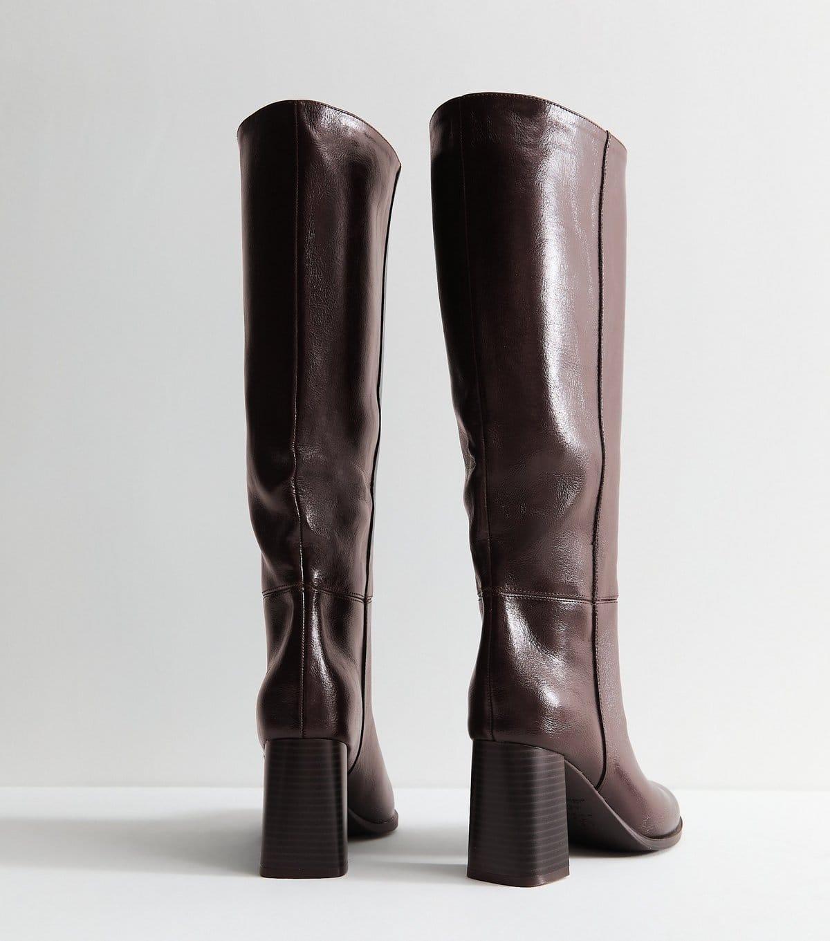 New Look Women's Dark Burgundy Faux Leather Pull On Stacked Heel Boots New Look - 4