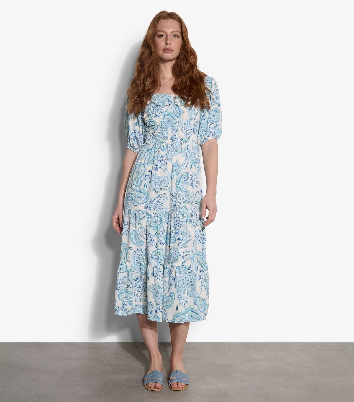 Apricot Women's Blue Paisley Print Milkmaid Dress Apricot New Look