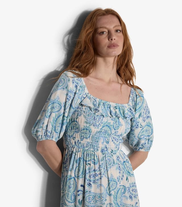 Apricot Women's Blue Paisley Print Milkmaid Dress Apricot New Look - 2