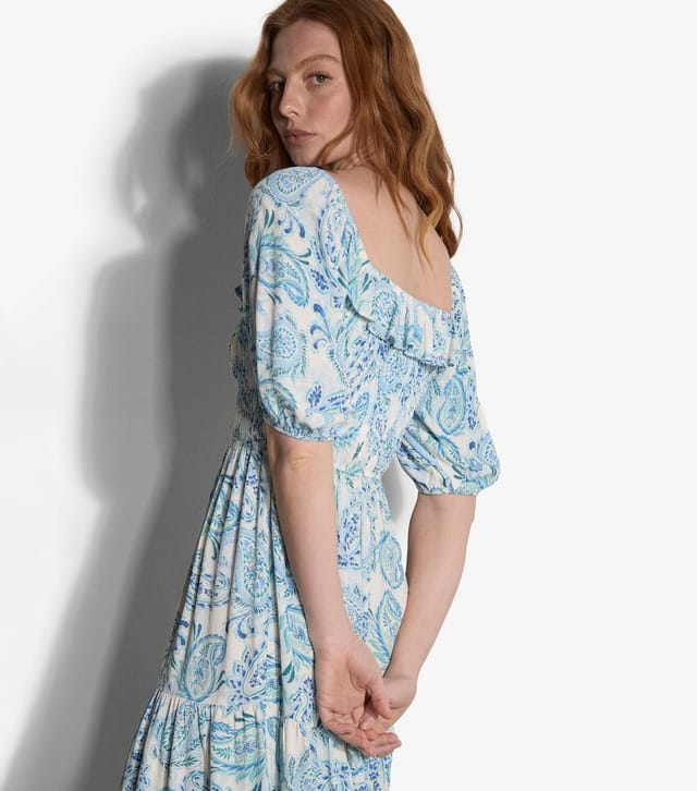Apricot Women's Blue Paisley Print Milkmaid Dress Apricot New Look - 3