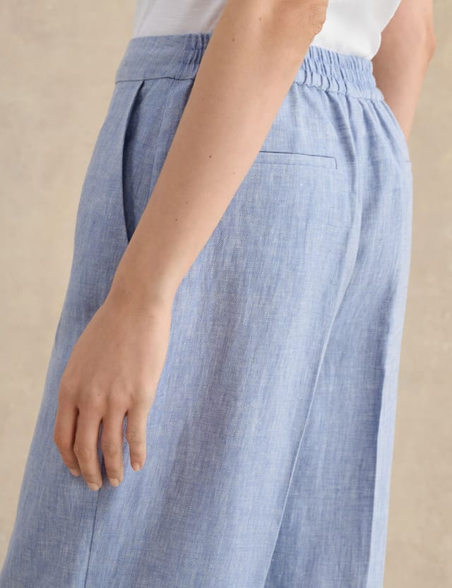 Hobbs London Hobbs London Women's Estella Mid-Rise Wide-Leg Linen Trousers in Light Blue - 2