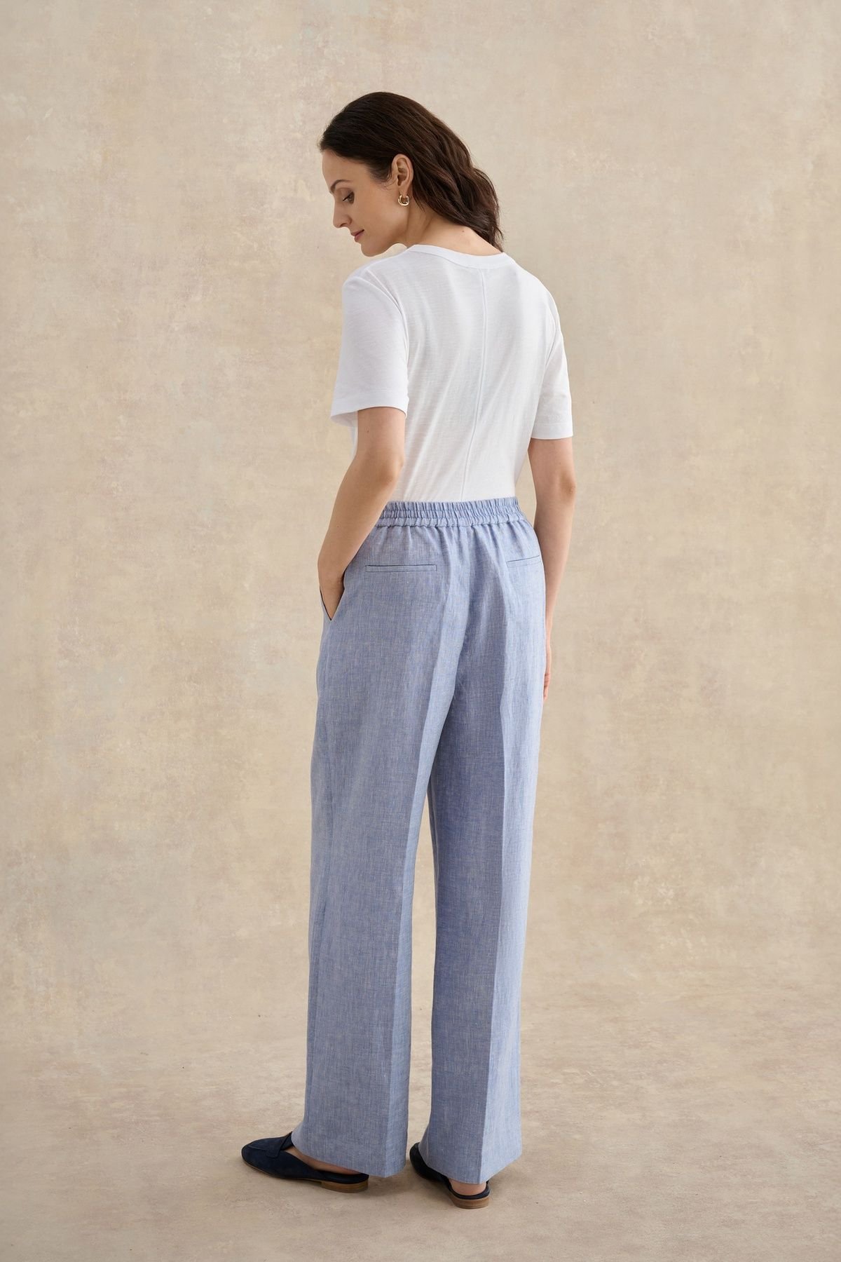 Hobbs London Hobbs London Women's Estella Mid-Rise Wide-Leg Linen Trousers in Light Blue - 3