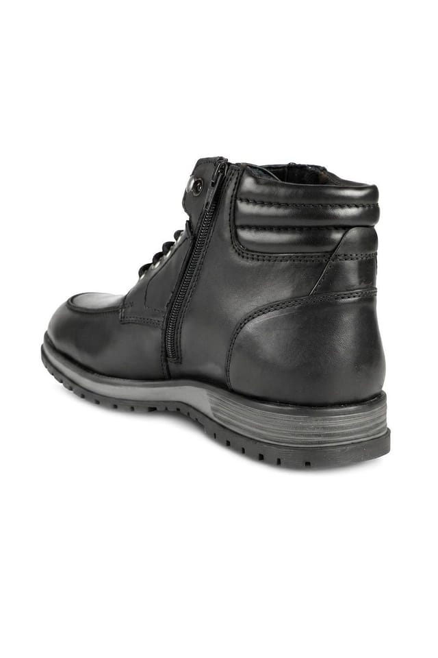 Pavers Pavers Men's Wide Fit Leather Boots With Padded Ankle Cuff in Black - 3