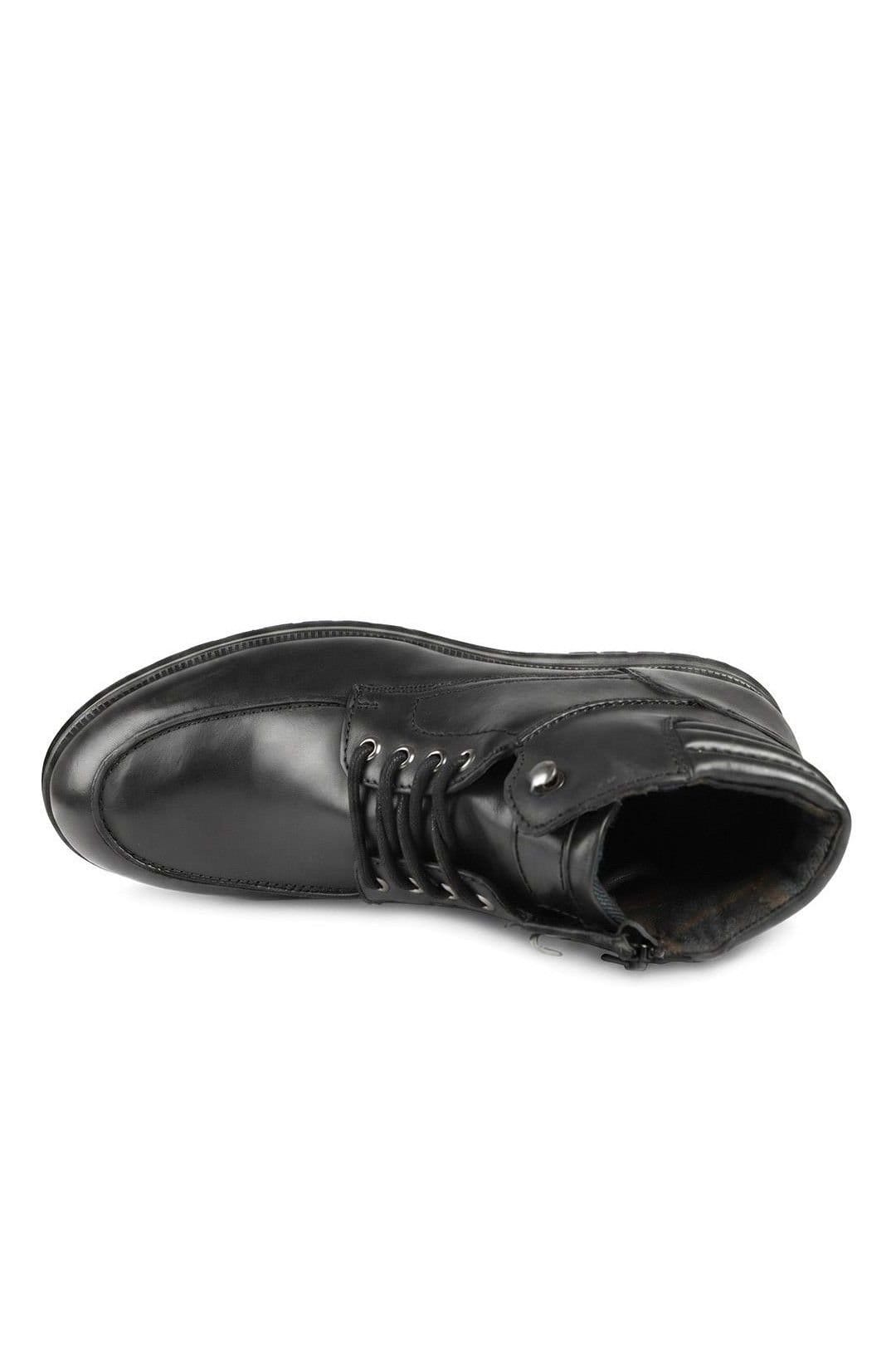 Pavers Pavers Men's Wide Fit Leather Boots With Padded Ankle Cuff in Black - 4