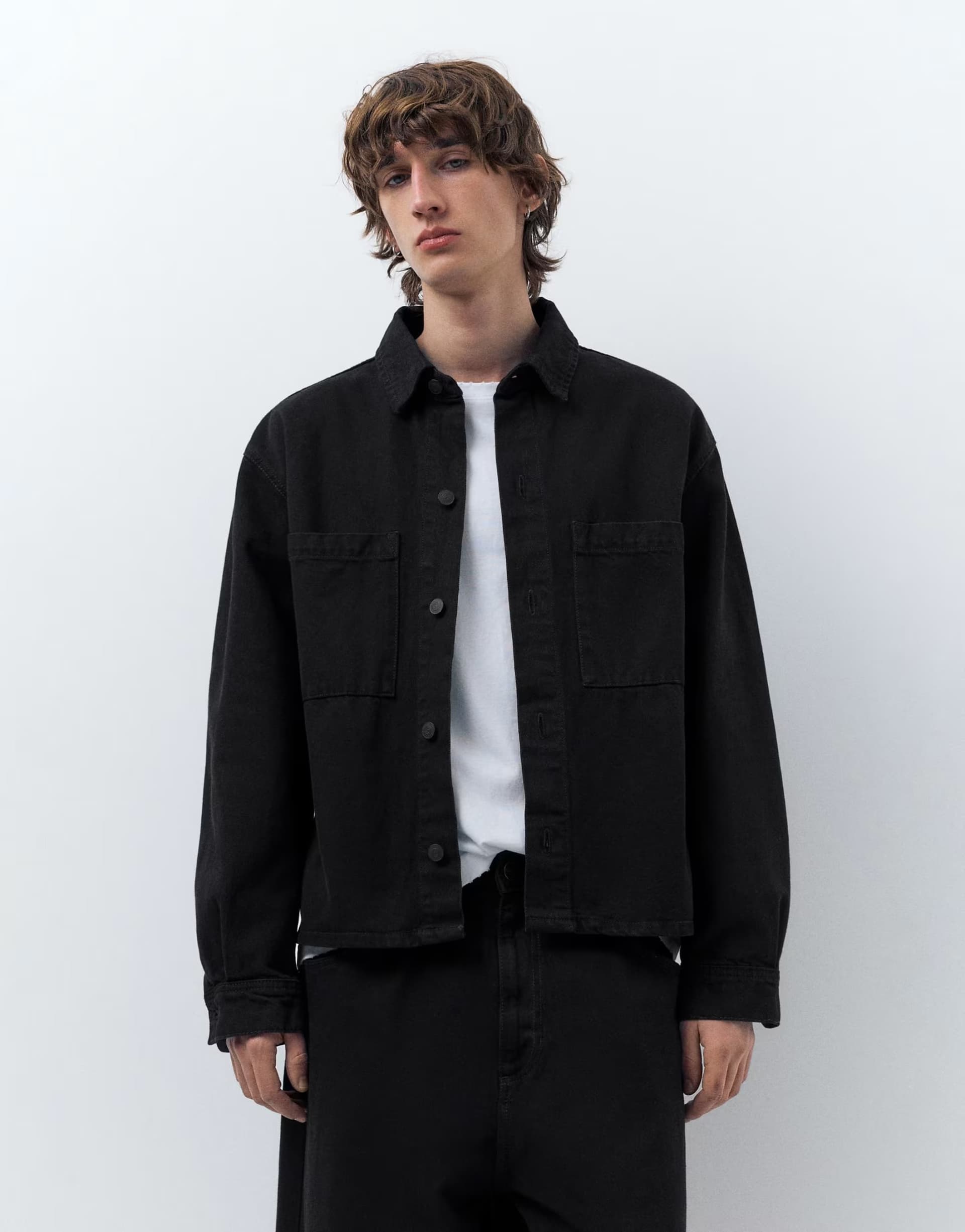 ASOS Pull&Bear Denim overshirt in black