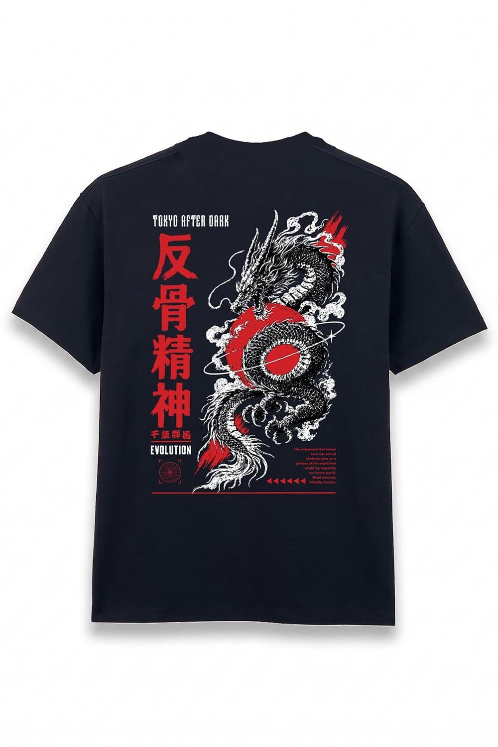 LONDON ATTITUDE LONDON ATTITUDE Men's Tokyo After Dark Dragon Oversized Heavyweight Graphic T-Shirt in Black