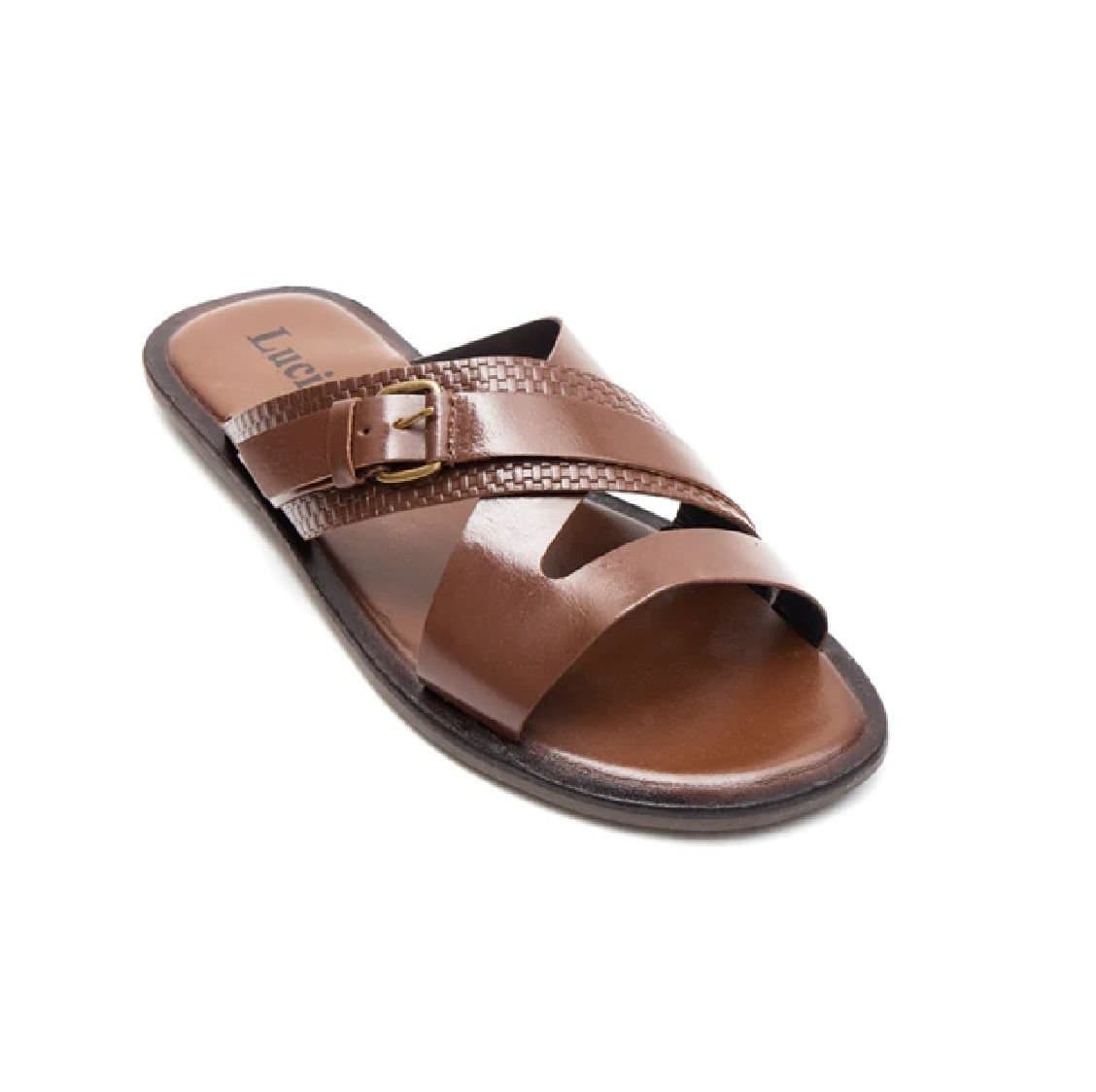 Lucini Lucini Brown Genuine Leather Sandals for Men