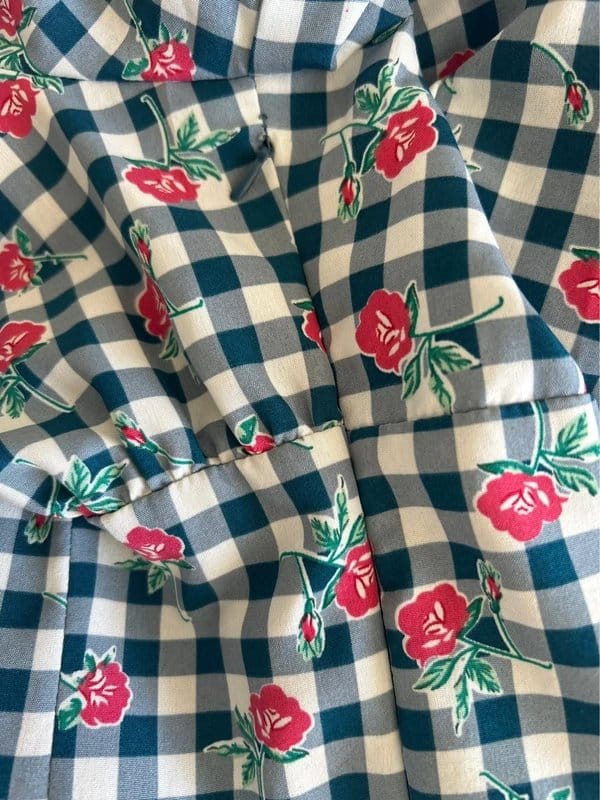 Boohoo Gingham & Rose Midi Dress - Navy & White