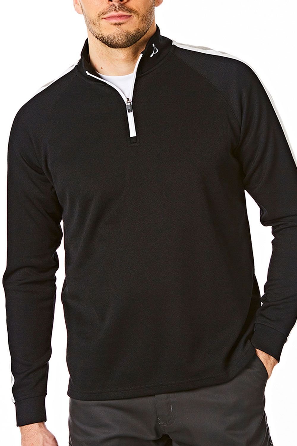 Under Par Under Par Men's Zip Neck Rib Mid Layer in Black - 2