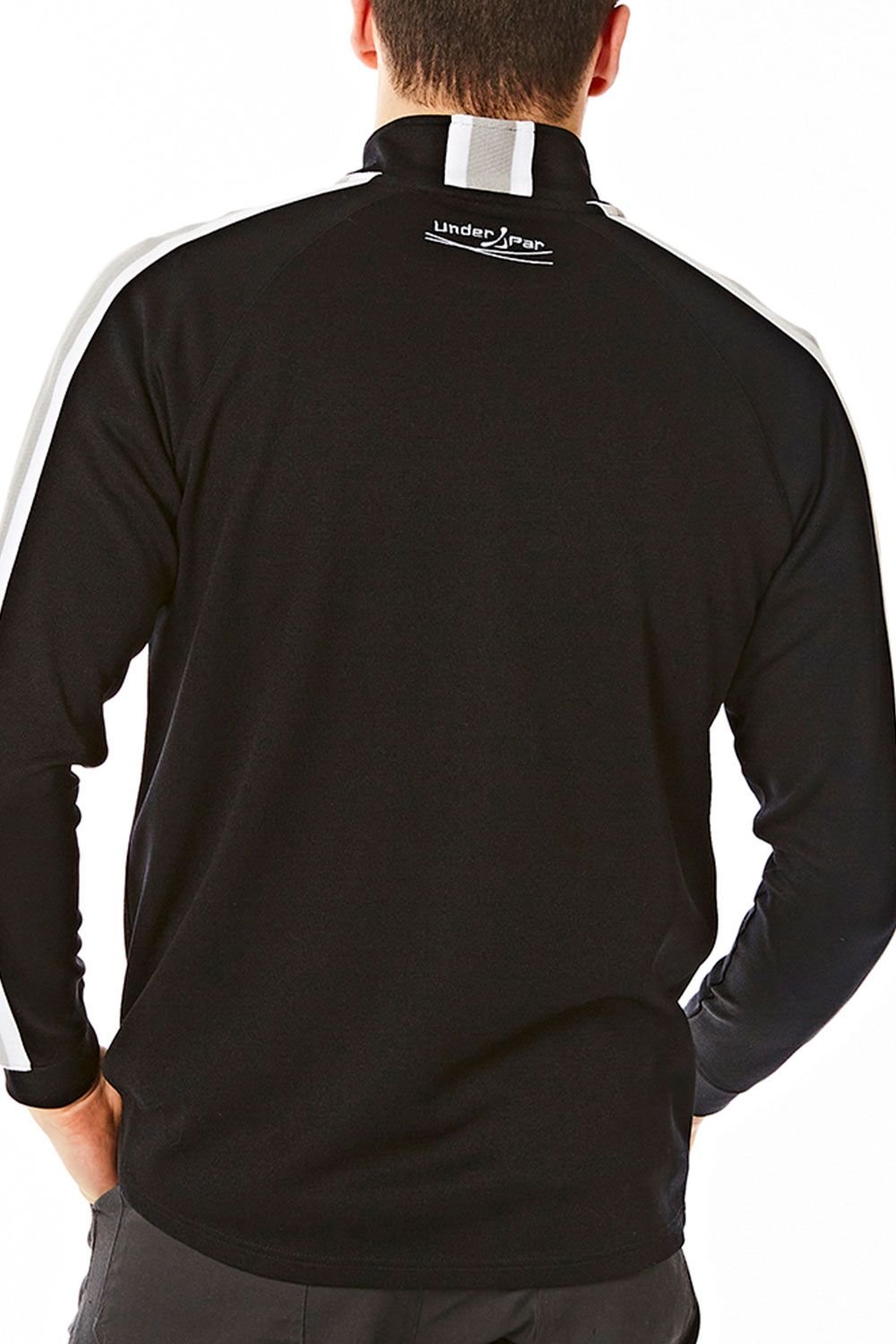 Under Par Under Par Men's Zip Neck Rib Mid Layer in Black - 3