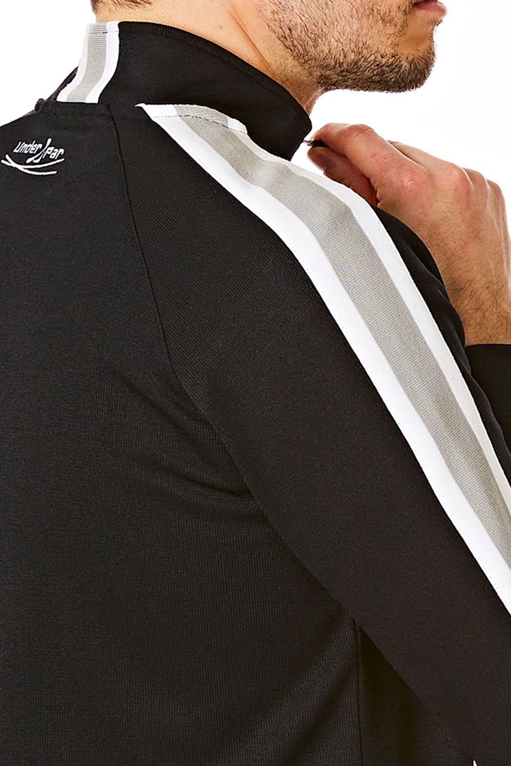 Under Par Under Par Men's Zip Neck Rib Mid Layer in Black - 4
