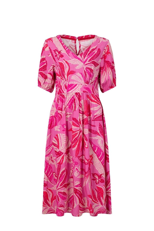 Weird Fish Weird Fish Women's Dilsha Printed Midi Dress in Bright Pink - 2