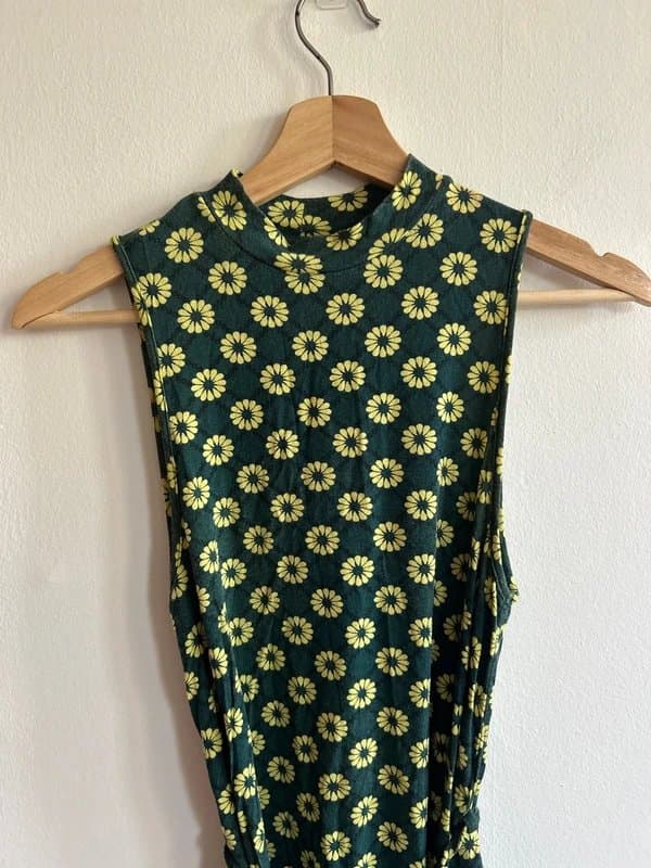 Topshop Topshop green and yellow flowers 1960s style dress size 8