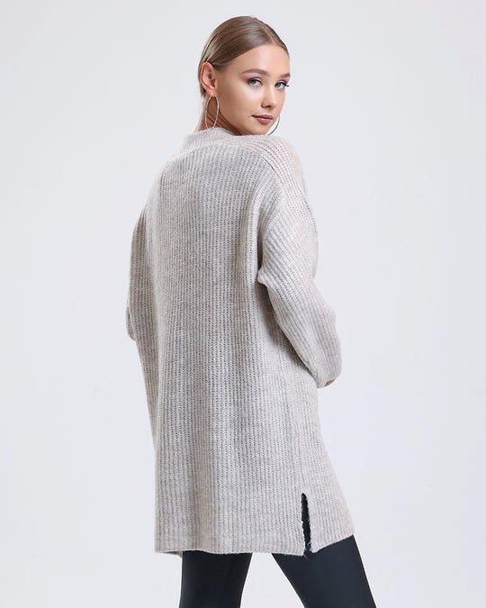 Alse Studio Alse Studio Women's Soft Oversized Long Jumper Knitted Dress in Ecru - 2