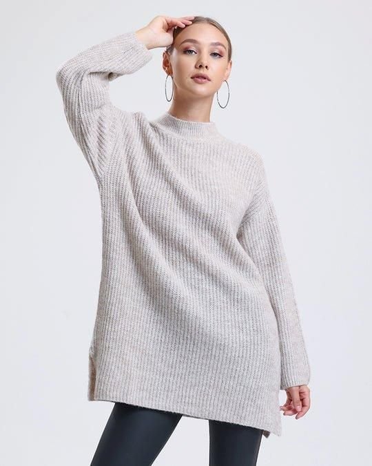 Alse Studio Alse Studio Women's Soft Oversized Long Jumper Knitted Dress in Ecru - 3