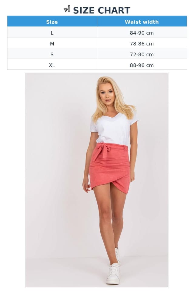 Love Lace Love Lace Women's Asymmetrical Front Short Skirt With Tie Belt in Pink - 3