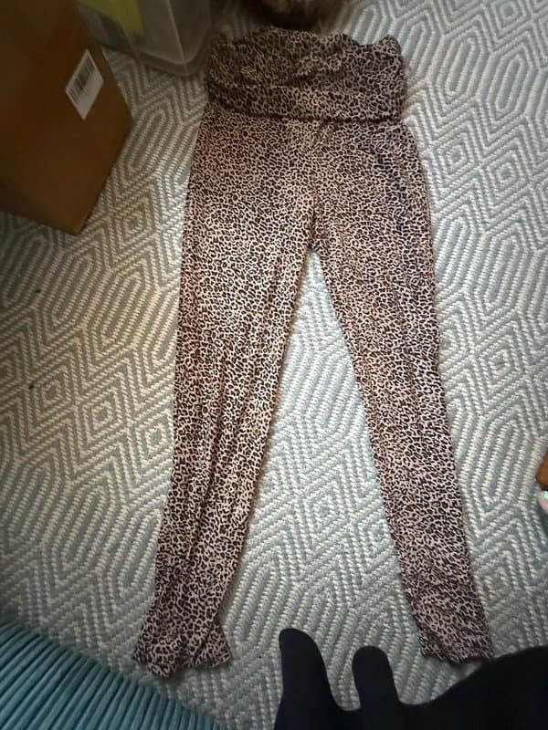 ASOS Leopard print size medium yoga pants with wide waist