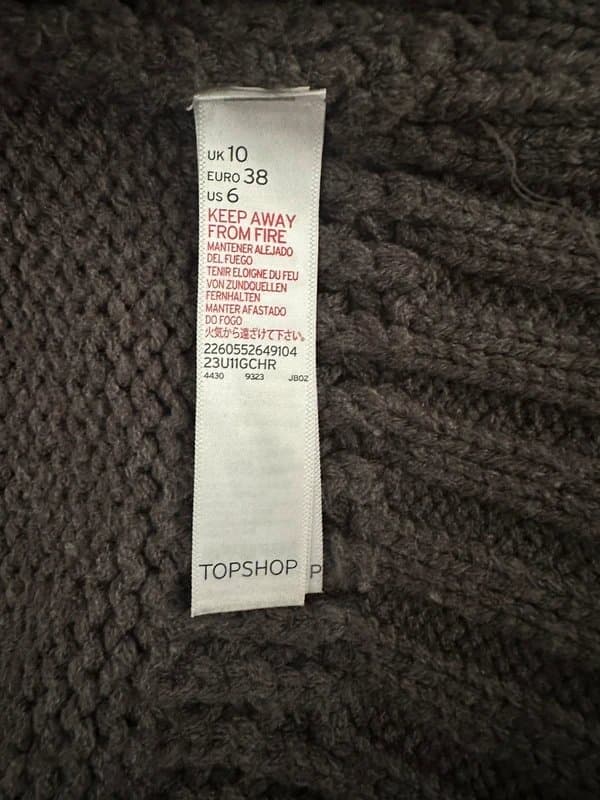 Topshop Chunky grey knitted cardigan with fur trim