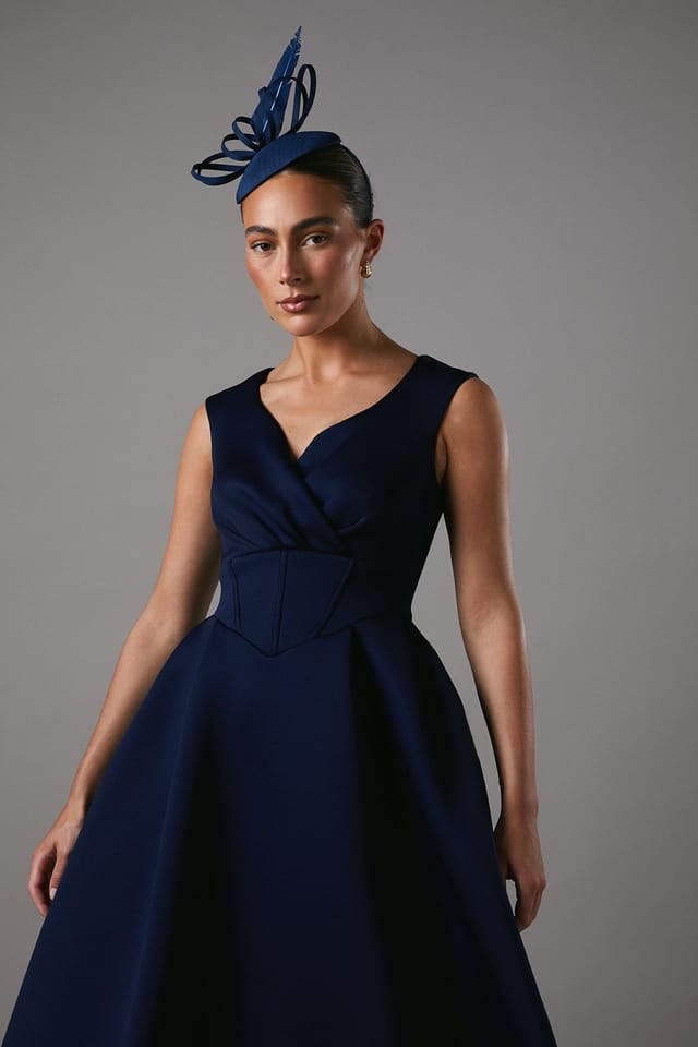 Coast Coast Women's Bardot Scuba Midi Dress in Navy - 2